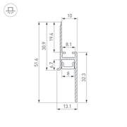 Профиль PLINTUS-FANTOM-BENT-H20-SIDE-2000 BLACK (Arlight, Алюминий) 043673(1)