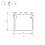 Профиль PLS-GIP-2000 ANOD (Arlight, Алюминий) 013885-1