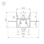 Профиль с экраном STRETCH-CEIL-CENTER-S-1000 (Arlight, Алюминий) 044273