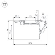 Профиль с экраном ALU-STAIR-DK-2000 ANOD+FROST (Arlight, Алюминий) 015473-1