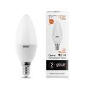Лампа Gauss Elementary Свеча 10W 710lm 3000K Е14 LED 1/10/100 33110