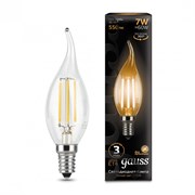Лампа Gauss Filament Свеча на ветру 7W 550lm 2700К Е14 LED 1/10/50 104801107