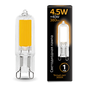 Лампа Gauss G9 AC220-240V 4.5W 380lm 3000K стекло LED 1/10/200 107809104