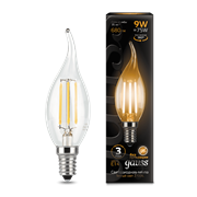 Лампа Gauss Filament Свеча на ветру 9W 680lm 2700К Е14 LED 1/10/50 104801109