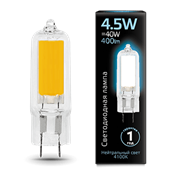 Лампа Gauss G4 AC220-240V 4.5W 400lm 4100K стекло LED 1/10/200 107807204