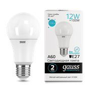 Лампа Gauss Elementary A60 12W 1150lm 4100K E27 LED 1/10/40 23222