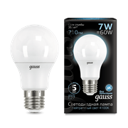 Лампа Gauss A60 7W 710lm 4100K E27 LED 1/10/50 102502207