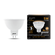 Лампа Gauss MR16 5W 500lm 3000K GU5.3 LED 1/10/100 101505105