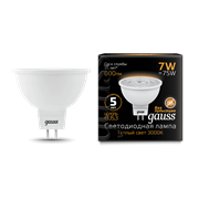 Лампа Gauss MR16 7W 600lm 3000K GU5.3 LED 1/10/100 101505107