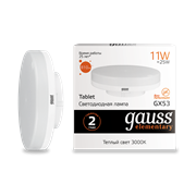 Лампа Gauss Elementary GX53 11W 810lm 3000K LED 1/10/100 83811