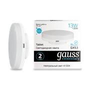 Лампа Gauss Elementary GX53 13W 920lm 4100K LED 1/10/100 83823