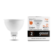 Лампа Gauss Elementary MR16 7W 530lm 3000K GU5.3 LED 1/10/100 13517