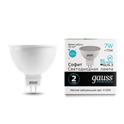 Лампа Gauss Elementary MR16 7W 550lm 4100K GU5.3 LED 1/10/100 13527