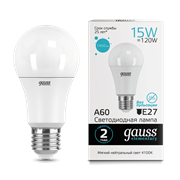 Лампа Gauss Elementary A60 15W 1450lm 4100K E27 LED 1/10/50 23225