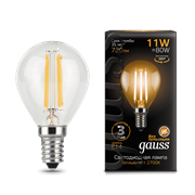 Лампа Gauss Filament Шар 11W 720lm 2700К Е14 LED 1/10/50 105801111
