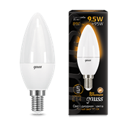 Лампа Gauss Свеча 9.5W 890lm 3000К E14 LED 1/10/100 103101110