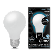 Лампа Gauss Filament А60 10W 860lm 4100К Е27 milky диммируемая LED 1/10/40 102202210-D
