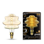 Лампа Gauss Filament BD180 8W 560lm 2400К Е27 golden flexible LED 1/4 161802008