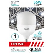 Лампа Gauss Elementary T160 55W 5250lm 4000K E40 Promo LED 1/12 60426