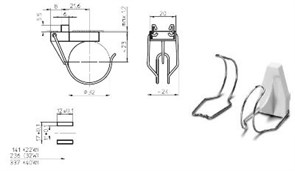 40150 VS Клипса T10 G10q для патрона 40100 на защёлках +скобка 94113 d=32 h=23 101532