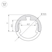 Профиль ROUND-D10.5-2000 ANOD BLACK (Arlight, Алюминий) 033036