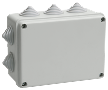 Коробка КМ41242 распаячная для о/п 150х110х70мм IP55 (RAL7035, 10 гермовводов)  IEK UKO10-150-110-070-K41-55