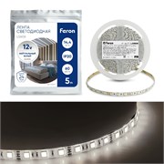 Лента светодиодная, 60SMD(5050)/m 14.4W/m 12V 5m 4000К, LS606 41447