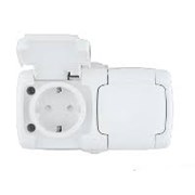 Рондо О/У бел розетка с/з с крышкой 2-ая IP44 16А RA16-227B-BI