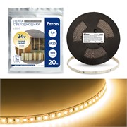 Лента светодиодная 24V FERON LS520, 120*SMD2835, 9,6W/m, 1056Lm/m, IP20, 3000К кратность резки 100мм 41276