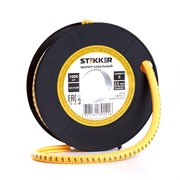 Кабель маркер на бобине электромонтажный STEKKER CBMR40-5, , желтый, материал - ПВХ, размер 98*98мм, 39115
