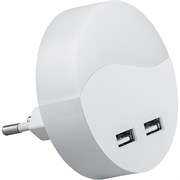 Светильник-ночник c USB выходами 0,45W 230V круг, белый FN1122 41021