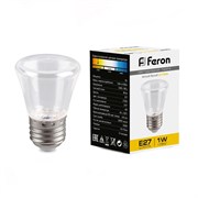 Лампа светодиодная FERON LB-372, C45 (колокольчик), 1W 230V E27 2700К (белый теплый), рассеиватель п 25909
