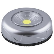 Светильник Светодиодный  -кнопка  (1шт в блистере) 1LED 2W (3*AAA в комплект не входят),  69*25мм, сер 23374