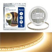 Лента светодиодная 12V FERON LS616, 180*SMD2835, 17W/m, IP20, 3000К (теплый белый), кратность резки 41279