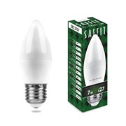 Свеча Лампа светодиодная SAFFIT SBC3707, C37 ( ), 7W 230V E27 2700К (теплый белый), рассеиватель матов 55032