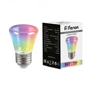 Лампа светодиодная,  (1W) 230V E27 RGB C45, LB-372 прозрачный плавная смена цвета 38134