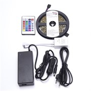 Драйвер Лента светодиодная, 60SMD(5050)/m 14.4W/m 12V 5m RGB c  ом, LS606 с адаптером с вилкой, контро 27706