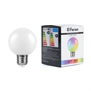 Лампа светодиодная, (3W) 230V E27 RGB G60, LB-371 матовый плавная сменая цвета 38115
