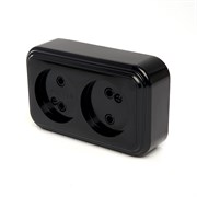 Розетка 2-местная без заземляющего контакта, 250В, 16А, IP20, PST16-30-20 (RA 16-237-Ч), черный 39694