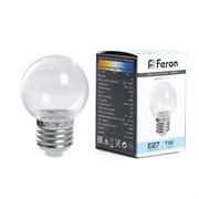 Лампа светодиодная,  (3W) 230V E27 6400K G60 прозрачный, LB-371 38122