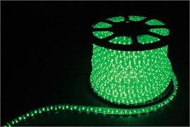 Дюралайт (световая нить) со светодиодами, 2W 100м 230V 36LED/м 13мм, зеленый, LED-R2W с 2 заглушками 26063