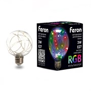 Лампа светодиодная, (3W) 230V E27 RGB G80, LB-381 41676